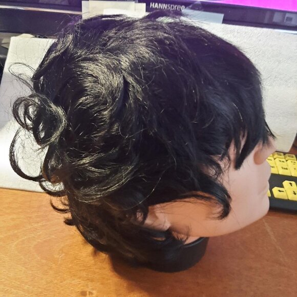 NEW ! Women Short Curly Wig Straight Front Black
